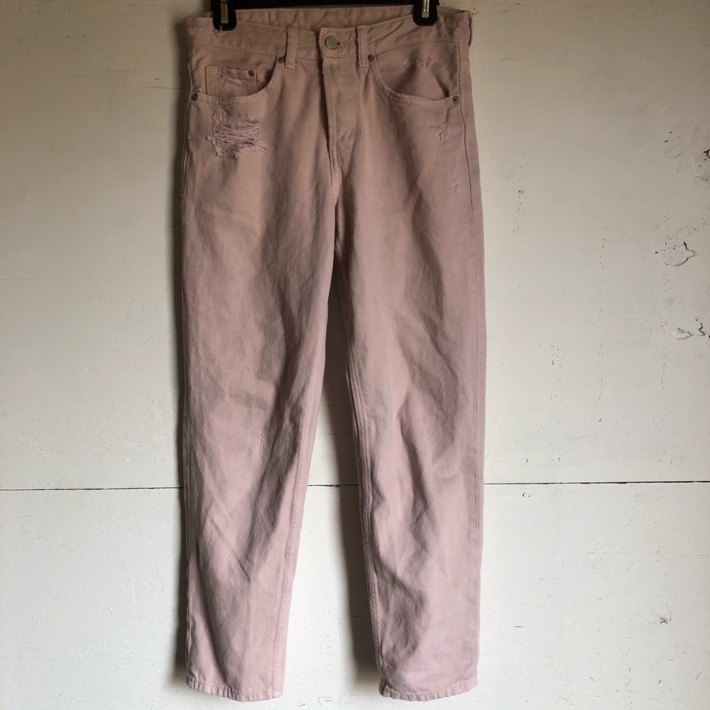 H&M baby pink jeans originally distressed size 25